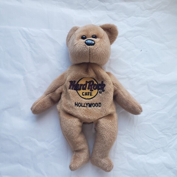 Hard Rock Cafe Isaac Beara Hollywood Bear Beanie Plush Toy 8" Brown Collectible - Picture 10 of 10